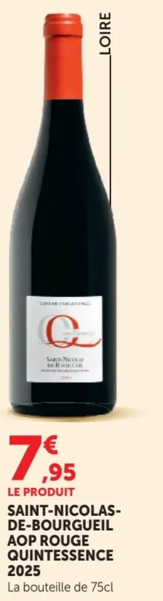 Vin rouge Saint-Nicolas-de-Bourgueil AOP Rouge Quintessence 2025