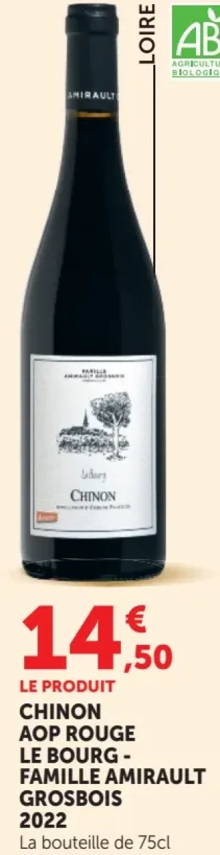 Vin rouge Chinon AOP Rouge Le Bourg - Famille Amirault Grosbois 2022