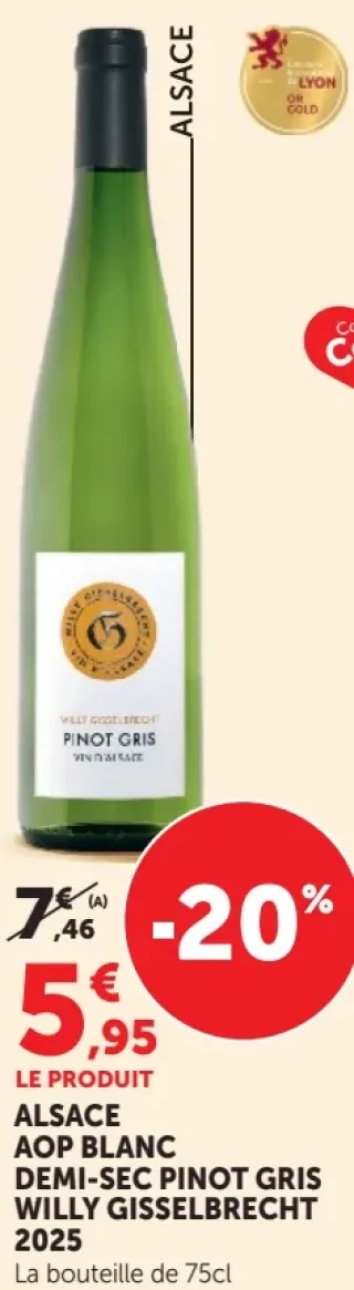 Alsace AOP Blanc Demi-Sec Pinot Gris Willy Gisselbrecht 2025