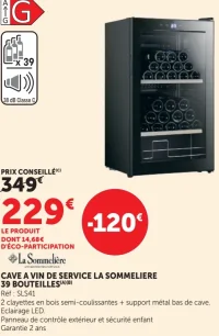 Cave à vin de service La Sommelière 39 bouteilles SLS41
