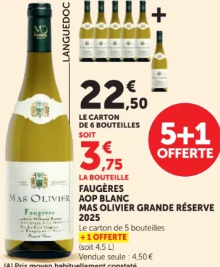 Vin blanc Faugères AOP Mas Olivier Grande Réserve