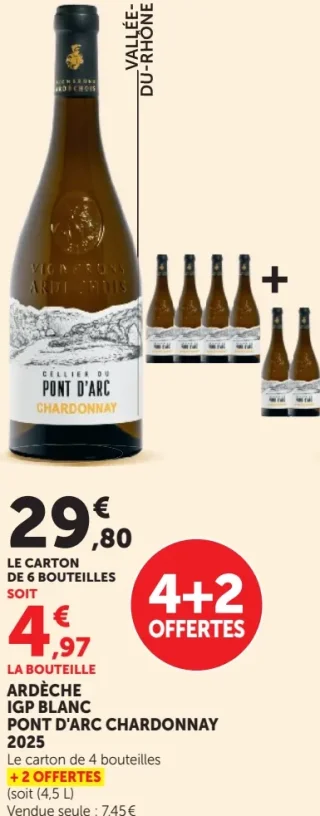 Vin blanc Ardèche IGP Chardonnay Cellier du Pont d'Arc