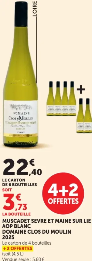 Vin blanc Muscadet Sèvre et Maine sur Lie AOP Domaine Clos du Moulin