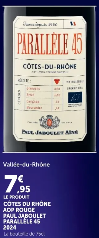 CÔTES DU RHÔNE AOP ROUGE PAUL JABOULET PARALLÈLE 45 2024