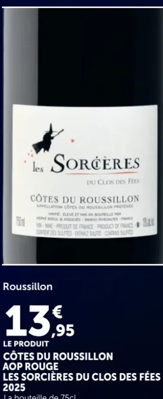 CÔTES DU ROUSSILLON AOP ROUGE LES SORCIÈRES DU CLOS DES FÉES 2025