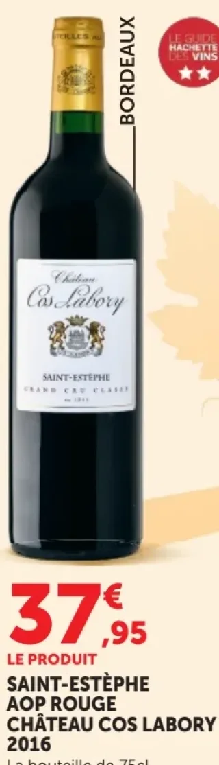 Vin rouge Saint-Estèphe AOP Château Cos Labory 2016