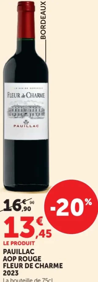 Vin rouge Pauillac AOP Fleur de Charme 2023