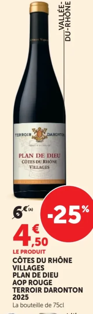 PLAN DE DIEU CÔTES DU RHÔNE VILLAGES AOP ROUGE TERROIR DARONTON 2025