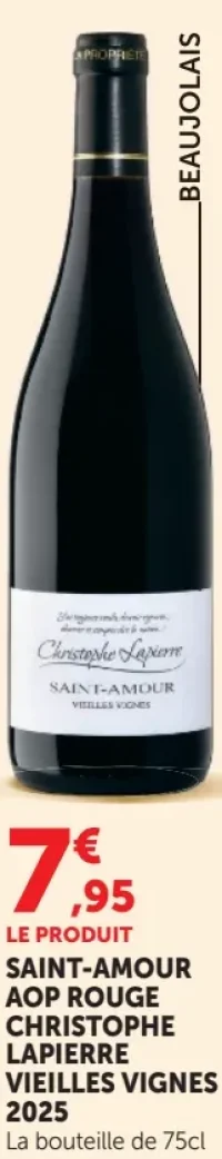 Vin rouge Saint-Amour AOP Rouge Christophe Lapierre Vieilles Vignes 2025