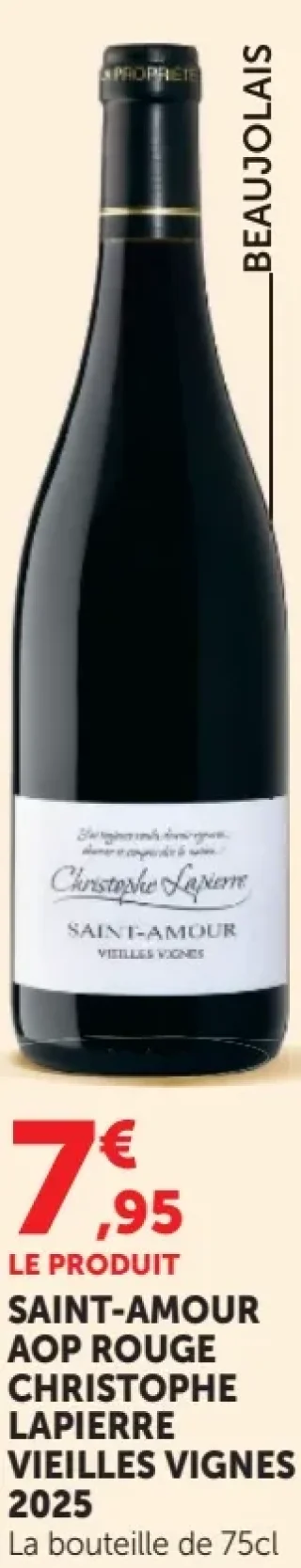 Vin rouge Saint-Amour AOP Rouge Christophe Lapierre Vieilles Vignes 2025