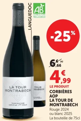 Corbières AOP La Tour de Montrabech Rouge 2024 ou blanc 2025