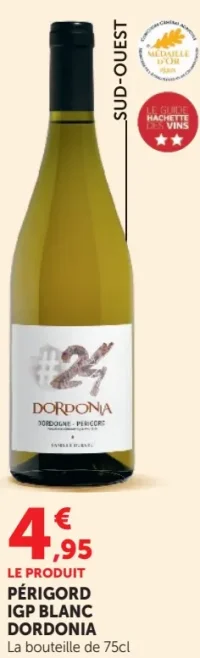 PÉRIGORD IGP BLANC DORDONIA La bouteille de 75cl