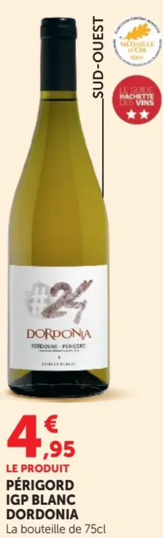PÉRIGORD IGP BLANC DORDONIA La bouteille de 75cl