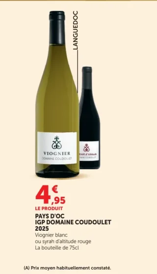 Pays d'Oc IGP Domaine Coudoulet 2025 Viognier blanc ou syrah d'altitude rouge