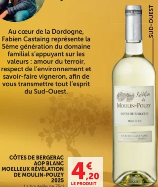Côtes de Bergerac AOP Blanc Moelleux Révélation de Moulin-Pouzy 2025
