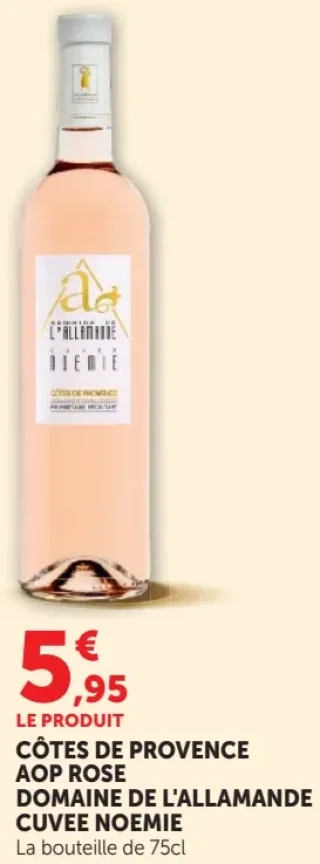 CÔTES DE PROVENCE AOP ROSE DOMAINE DE L'ALLEMANDE CUVEE NOEMIE