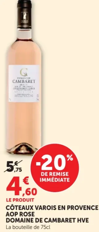 CÔTEAUX VAROIS EN PROVENCE AOP ROSE DOMAINE DE CAMBARET HVE