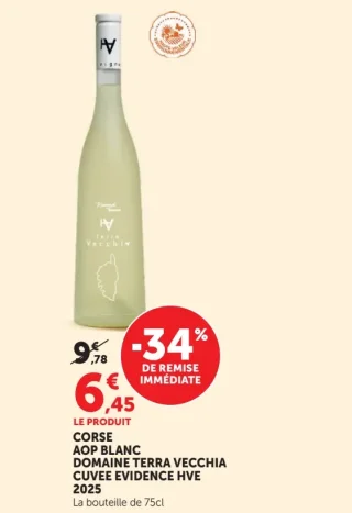 CORSE AOP BLANC DOMAINE TERRA VECCHIA CUVEE EVIDENCE HVE 2023