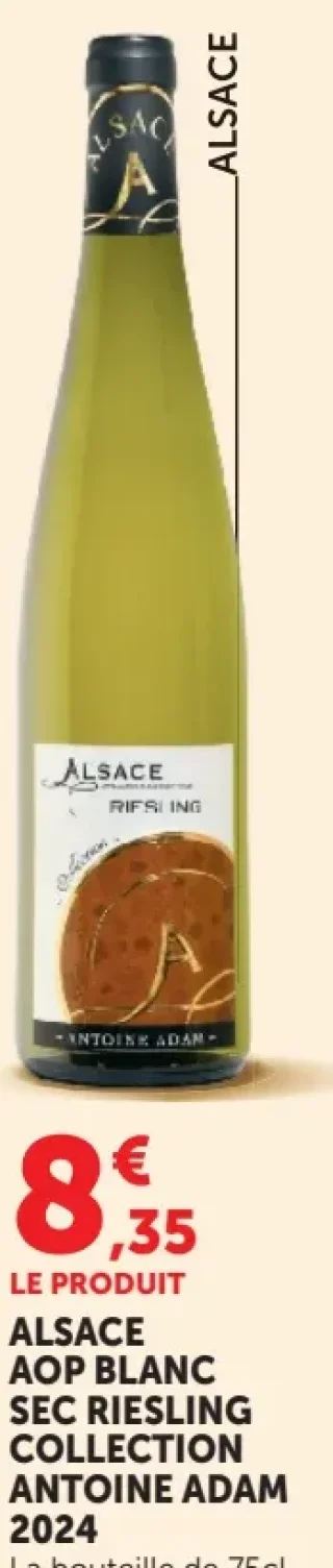 Vin blanc Alsace AOP Blanc Sec Riesling Collection Antoine Adam 2024
