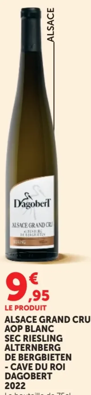 Vin blanc Alsace Grand Cru AOP Blanc Sec Riesling Altenberg de Bergbieten - Cave du Roi Dagobert 2022