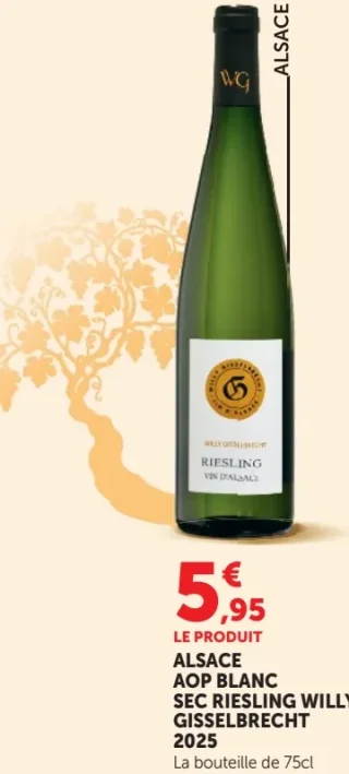 Vin blanc Alsace AOP Blanc Sec Riesling Willy Gisselbrecht 2025