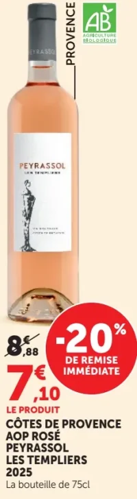 CÔTES DE PROVENCE AOP ROSÉ PEYRASSOL LES TEMPLIERS 2019