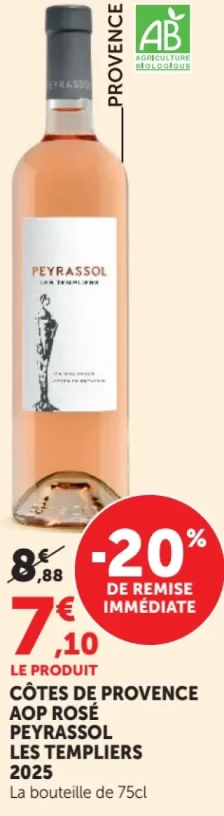 CÔTES DE PROVENCE AOP ROSÉ PEYRASSOL LES TEMPLIERS 2019