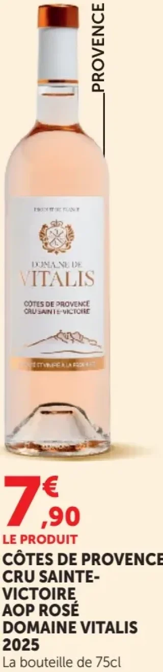 CÔTES DE PROVENCE CRU SAINTE-VICTOIRE AOP ROSÉ DOMAINE VITALIS 2019