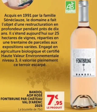 BANDOL AOP ROSÉ FONTBRUNE PAR CHÂTEAU VAL D'ARENC 2019