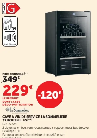 Cave à vin de service La Sommelière 39 bouteilles SLS41
