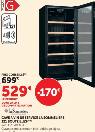 Cave à vin de service La Sommelière 121 bouteilles LS117BLACK