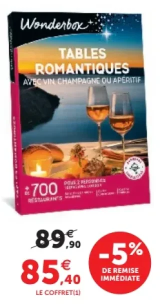 Coffret cadeau Wonderbox Tables Romantiques