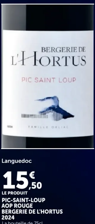 Bergerie de l'Hortus Pic-Saint-Loup AOP Rouge 2024