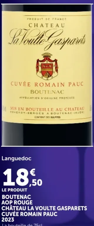 Château La Voulte Gasparets Cuvée Romain Pauc Boutenac AOP Rouge 2023