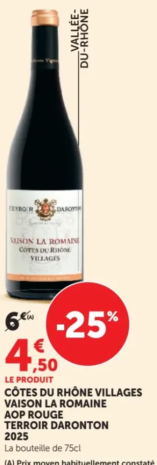 CÔTES DU RHÔNE VILLAGES VAISON LA ROMAINE AOP ROUGE TERROIR DARONTON 2025