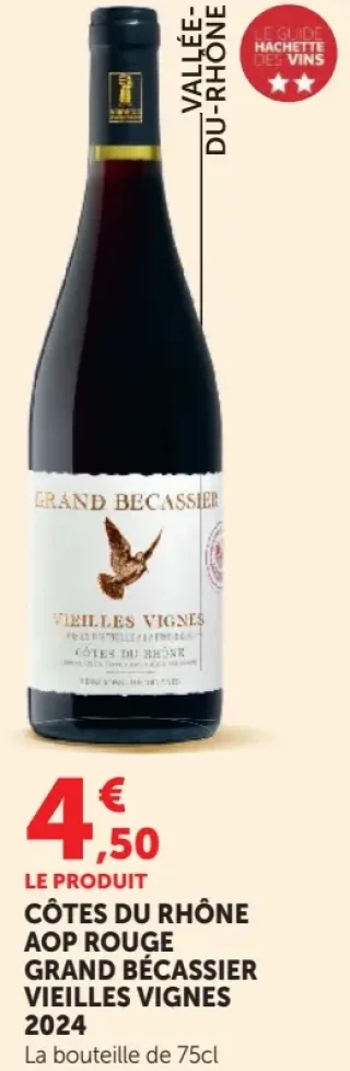CÔTES DU RHÔNE AOP ROUGE GRAND BÉCASSIER VIEILLES VIGNES 2024