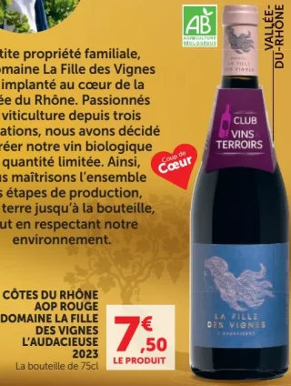 COTES DU RHÔNE AOP ROUGE DOMAINE LA FILLE DES VIGNES L'AUDACIEUSE 2023