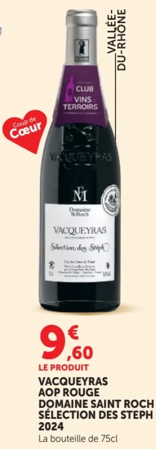 VACQUEYRAS AOP ROUGE DOMAINE SAINT ROCH SÉLECTION DES STEPH 2024