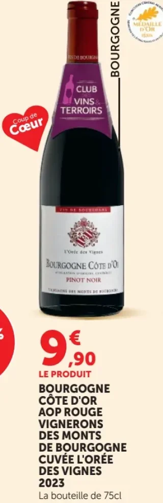 Bourgogne Côte d'Or AOP Rouge Vignerons des Monts de Bourgogne Cuvée L'Orée des Vignes 2023