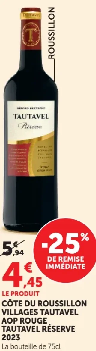 Côte du Roussillon Villages Tautavel AOP Rouge Tautavel Réserve 2023