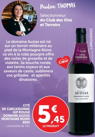 Cité de Carcassonne IGP Rouge Domaine Auzias Montagne Noire 2025