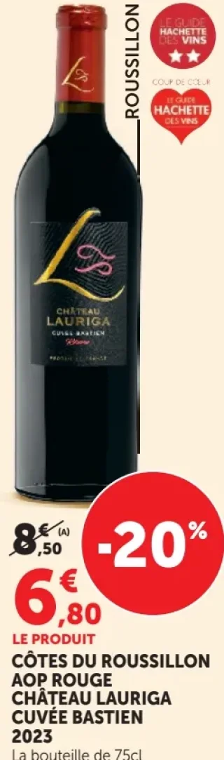 Côtes du Roussillon AOP Rouge Château Lauriga Cuvée Bastien 2023