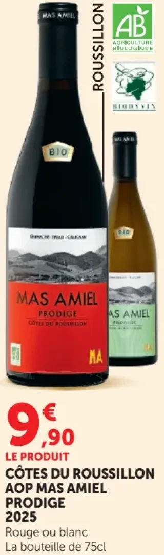 Côtes du Roussillon AOP Mas Amiel Prodige 2025 Rouge ou blanc