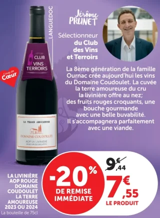 La Livinière AOP Domaine Coudoulet La Terre Amoureuse 2023 ou 2024