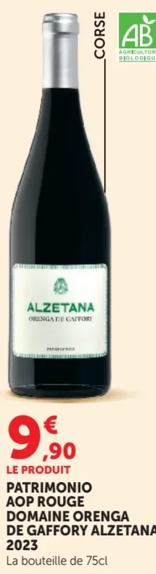 PATRIMONIO AOP ROUGE DOMAINE ORENGA DE GAFFORY ALZETANA 2023