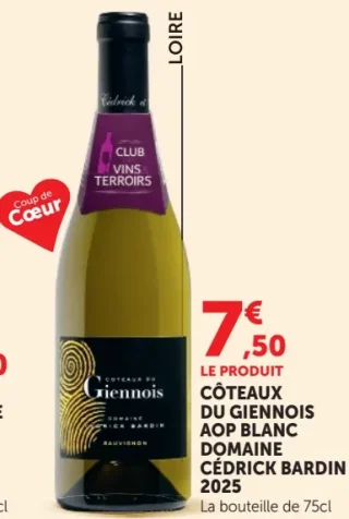 Côteaux du Giennois AOP Blanc Domaine Cédrick Bardin 2025