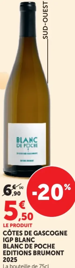 CÔTES DE GASCOGNE IGP BLANC BLANC DE POCHE EDITIONS BRUMONT 2025