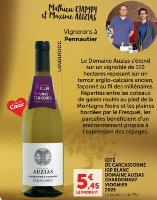 Cité de Carcassonne IGP Blanc Domaine Auzias Chardonnay Viognier 2025
