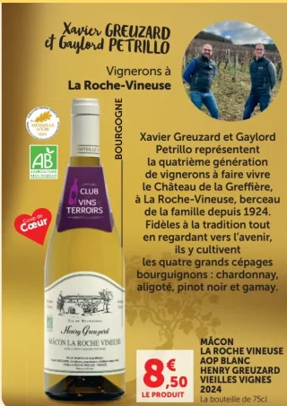 Mâcon La Roche Vineuse AOP Blanc Henry Greuzard Vieilles Vignes 2024