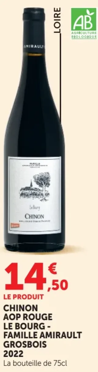 CHINON AOP ROUGE LE BOURG - FAMILLE AMIRAULT GROSBOIS 2022
